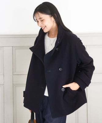 MK MICHEL KLEIN (Women)/エムケーミッシェルクラン [超軽量]エアリアルウール スタンドカラーショートコート 57ネイビー コート・ジャケット【三越伊勢丹/公式】