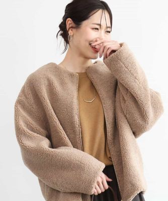 洗える］ノーカラーボアブルゾン | MK MICHEL KLEIN (Women)/エムケー