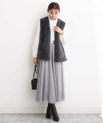 Vネックフェイクファーベスト／洗える | MK MICHEL KLEIN (Women