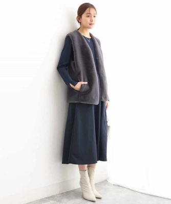 Vネックフェイクファーベスト／洗える | MK MICHEL KLEIN (Women