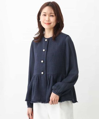 パール調釦デザインツイードベスト パール調釦デザインツイードベスト／洗える | MK MICHEL KLEIN (Women