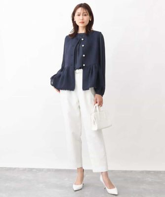 パール調釦デザインツイードベスト／洗える | MK MICHEL KLEIN (Women