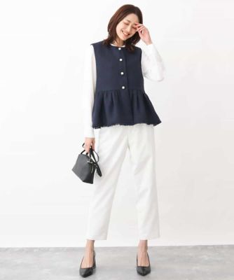 パール調釦デザインツイードベスト／洗える | MK MICHEL KLEIN (Women