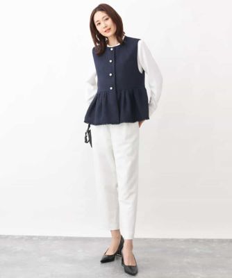 パール調釦デザインツイードベスト パール調釦デザインツイードベスト／洗える | MK MICHEL KLEIN (Women