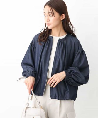 ＜MK MICHEL KLEIN (Women)＞デニムライクノーカラーブルゾン／洗える