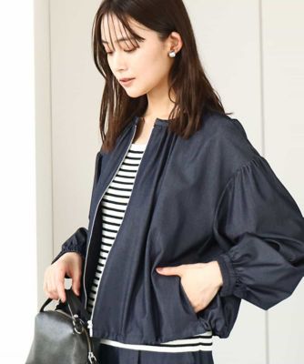 ＜MK MICHEL KLEIN (Women)＞デニムライクノーカラーブルゾン／洗える
