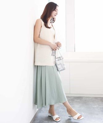 5.7万✨未使用 エムフェル ロングジレ リネン混 24年現行 ホワイト 38 リネン混Vネックジレ／洗える | MK MICHEL KLEIN (Women