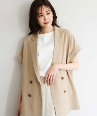 ＜MK MICHEL KLEIN (Women)＞［洗える］リネンライクストレッチ　フレンチスリーブジャケット