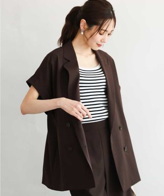 洗える］リネンライクストレッチ フレンチスリーブジャケット | MK