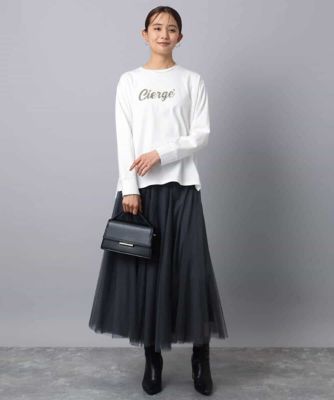 刺繍ロゴデザイン コットンロンT／洗える | MK MICHEL KLEIN (Women