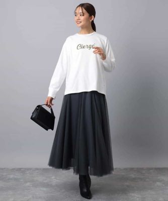 刺繍ロゴデザイン コットンロンT／洗える | MK MICHEL KLEIN (Women