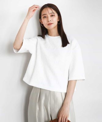 ＜MK MICHEL KLEIN (Women)＞フクレジャガード五分袖プルオーバー／洗える