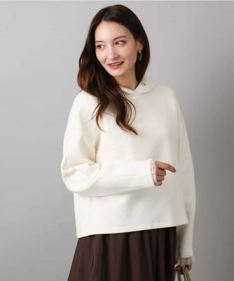 ＜MK MICHEL KLEIN (Women)＞クロップド丈ダンボールフーディー／洗える