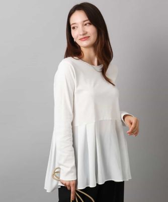 ＜MK MICHEL KLEIN (Women)＞タックプリーツデザイン　ペプラムインナーカットソー／洗える