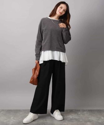 タックプリーツデザイン ペプラムインナーカットソー／洗える | MK