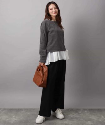 タックプリーツデザイン ペプラムインナーカットソー／洗える | MK