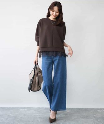 洗える］レースヘムダンボールカットソー | MK MICHEL KLEIN (Women