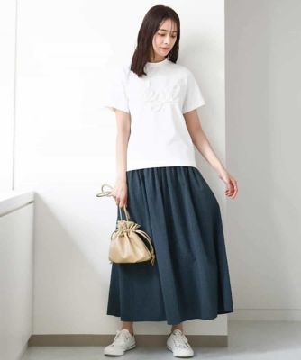 【小さいサイズ】フリンジ刺繍ロゴTシャツ/洗える Maison de CINQ｜【小さいサイズ】フリンジ刺繍ロゴTシャツ