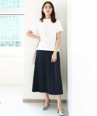【小さいサイズ】フリンジ刺繍ロゴTシャツ/洗える Maison de CINQ｜【小さいサイズ】フリンジ刺繍ロゴTシャツ