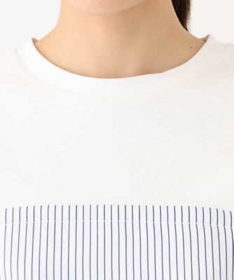 ビスチェレイヤード風フレアーＴシャツ（ストライプ）／洗える