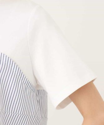 ビスチェレイヤード風フレアーＴシャツ（ストライプ）／洗える