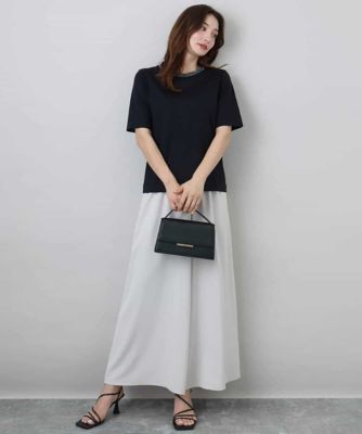 ラメ入りネックデザインＴシャツ／接触冷感／洗える