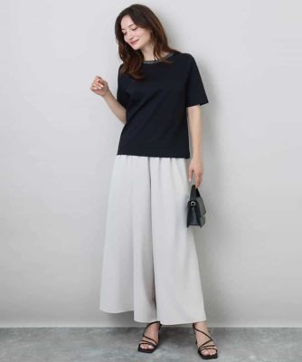 ラメ入りネックデザインＴシャツ／接触冷感／洗える