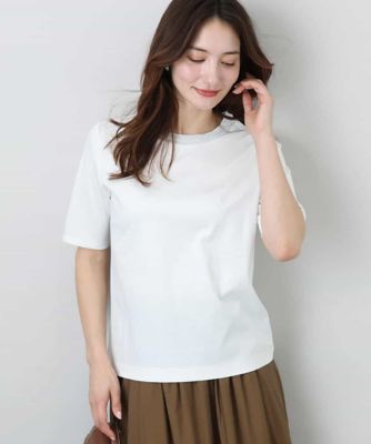 ラメ入りネックデザインＴシャツ／接触冷感／洗える