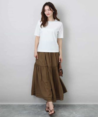 ラメ入りネックデザインＴシャツ／接触冷感／洗える