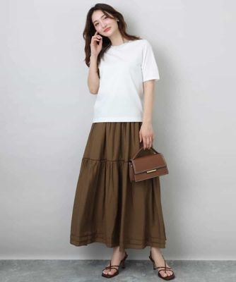 ラメ入りネックデザインＴシャツ／接触冷感／洗える