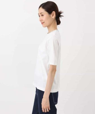 ラメ入りネックデザインＴシャツ／接触冷感／洗える