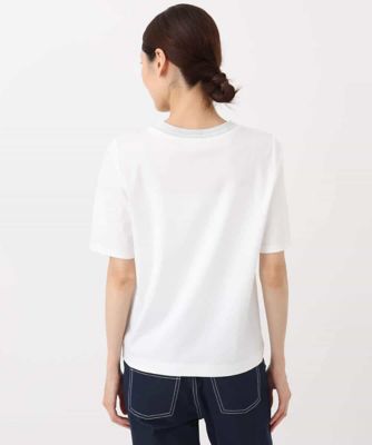 ラメ入りネックデザインＴシャツ／接触冷感／洗える