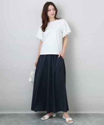 バルーンスリーブカットソー／接触冷感／洗える