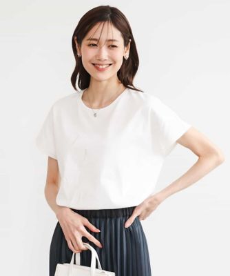 ＜MK MICHEL KLEIN (Women)＞［洗える］ニュアンスロゴ　フレンチスリーブＴシャツ