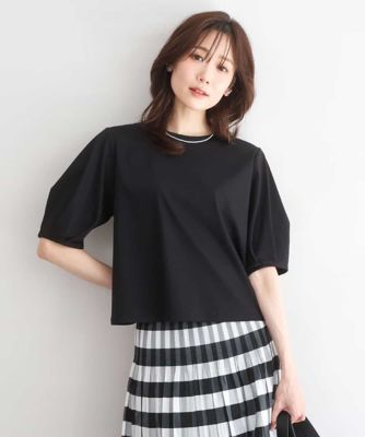 ＜MK MICHEL KLEIN (Women)＞［接触冷感／洗える］シルケットスムース　タックスリーブカットソー