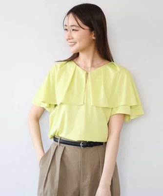 ＜MK MICHEL KLEIN (Women)＞［洗える］シルケット天竺ケープデザインカットソー