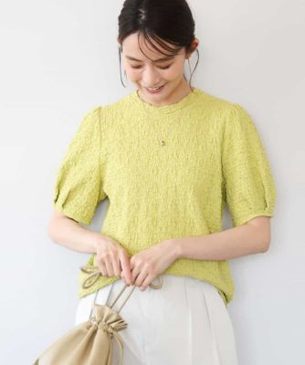 ＜MK MICHEL KLEIN (Women)＞［ＵＶカット／洗える］タックスリーブ　ジャカードカットソー