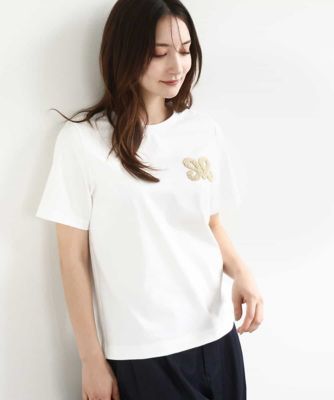 tシャツ イニシャル刺繍コットンTシャツ/UVカット/接触冷感/洗える レディース イニシャル刺繍コットンTシャツ／UVカット／接触冷感／洗える