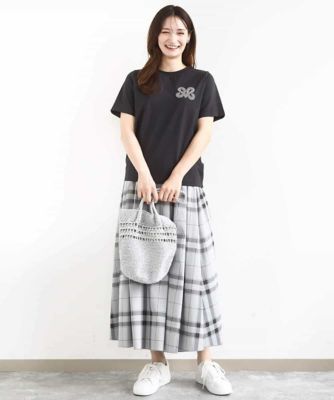 イニシャル刺繍コットンTシャツ／UVカット／接触冷感／洗える
