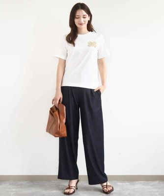tシャツ イニシャル刺繍コットンTシャツ/UVカット/接触冷感/洗える レディース イニシャル刺繍コットンTシャツ／UVカット／接触冷感／洗える