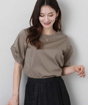 MK MICHEL KLEIN (Women)/エムケーミッシェルクラン タックスリーブポンチカットソー／接触冷感／洗える