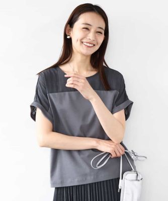 ＜MK MICHEL KLEIN (Women)＞シアーチェック切替えカットソー／洗える