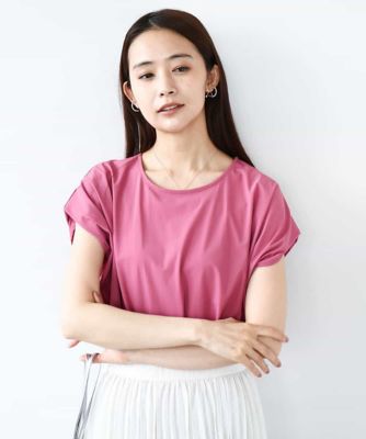 ＜MK MICHEL KLEIN (Women)＞フレンチスリーブジャージーカットソー／接触冷感／速乾／洗える