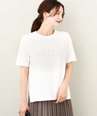 ＜MK MICHEL KLEIN (Women)＞フロッキープリントロゴＴシャツ／洗える