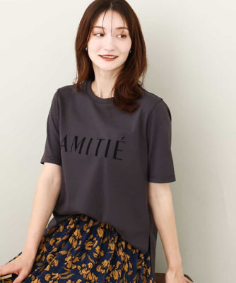 ＜MK MICHEL KLEIN (Women)＞フロッキープリントロゴＴシャツ／洗える