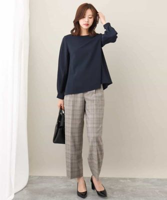 サスペンダー付きワイドパンツ（チェック・無地）／洗える | MK