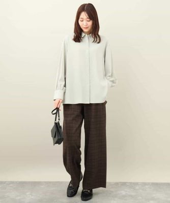 ラメチェックタックワイドパンツ／洗える