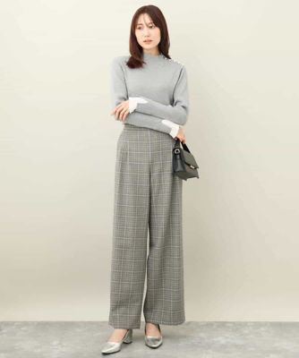 ラメチェックタックワイドパンツ／洗える