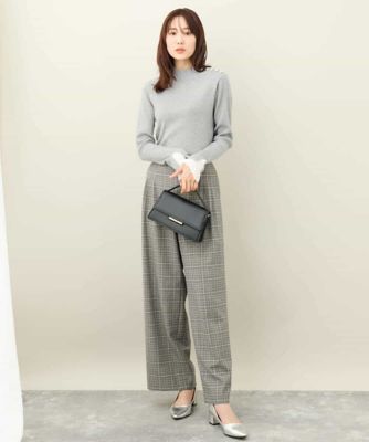 ラメチェックタックワイドパンツ／洗える