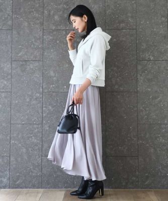 ＜MK MICHEL KLEIN (Women)＞起毛サテンガウチョパンツ／洗える